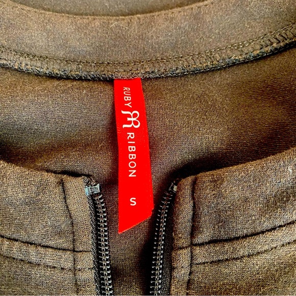 Ruby Ribbon Brown Mink Ponte Knit Full Zip Jacket Size S - Picture 3 of 4